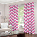 Pink White And Navy Chevron Print Grommet Curtains