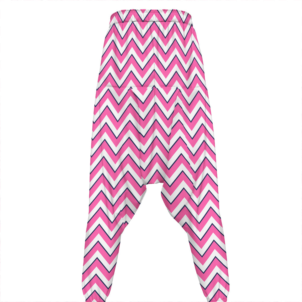 Pink White And Navy Chevron Print Hammer Pants