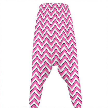 Pink White And Navy Chevron Print Hammer Pants