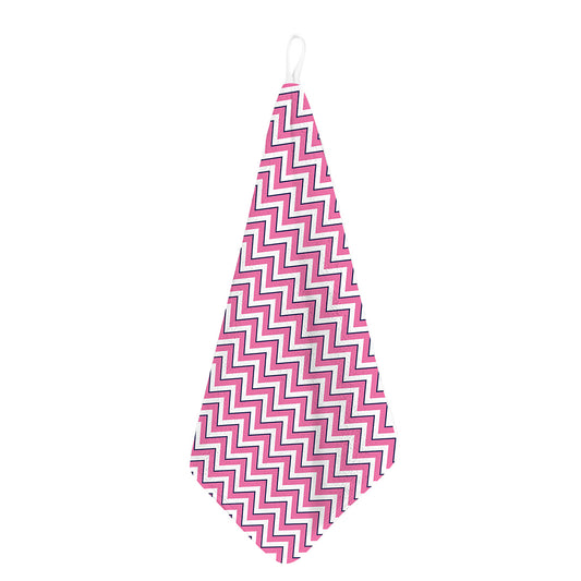 Pink White And Navy Chevron Print Hand Towel