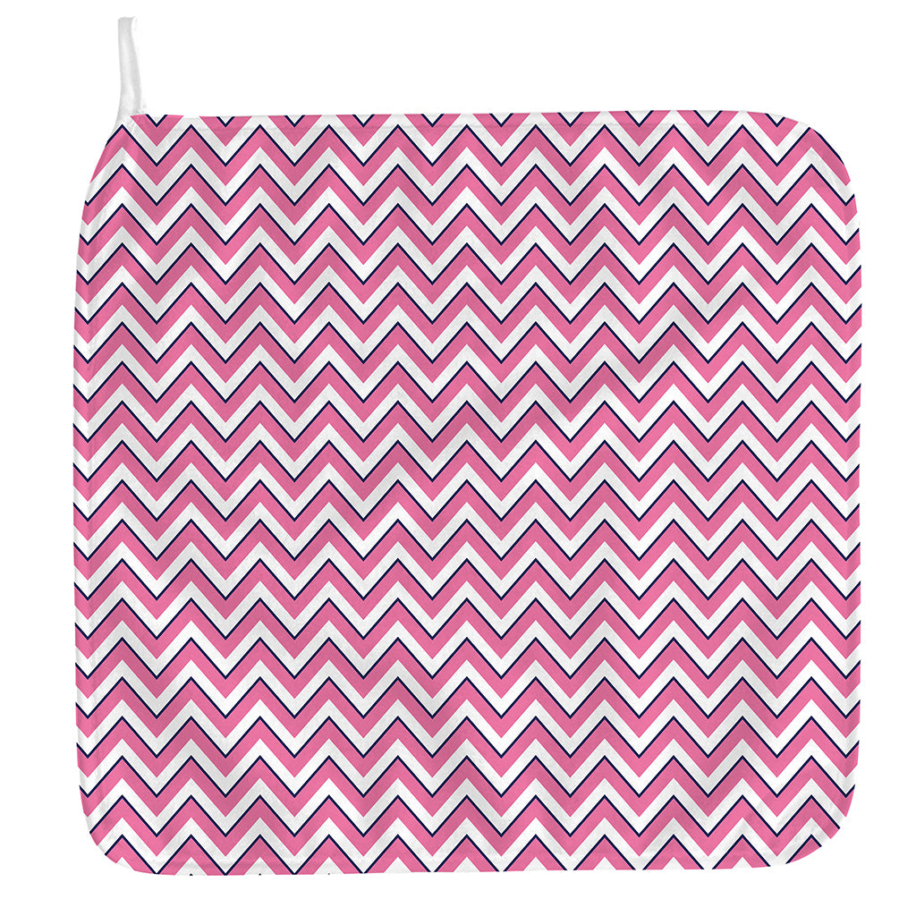 Pink White And Navy Chevron Print Hand Towel