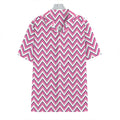Pink White And Navy Chevron Print Hawaiian Shirt