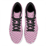 Pink White And Navy Chevron Print High Top Leather Sneakers