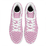 Pink White And Navy Chevron Print High Top Leather Sneakers