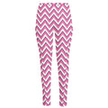 Pink White And Navy Chevron Print High-Waisted Pocket Leggings