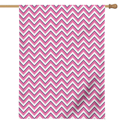 Pink White And Navy Chevron Print House Flag