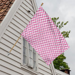 Pink White And Navy Chevron Print House Flag