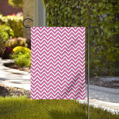 Pink White And Navy Chevron Print House Flag