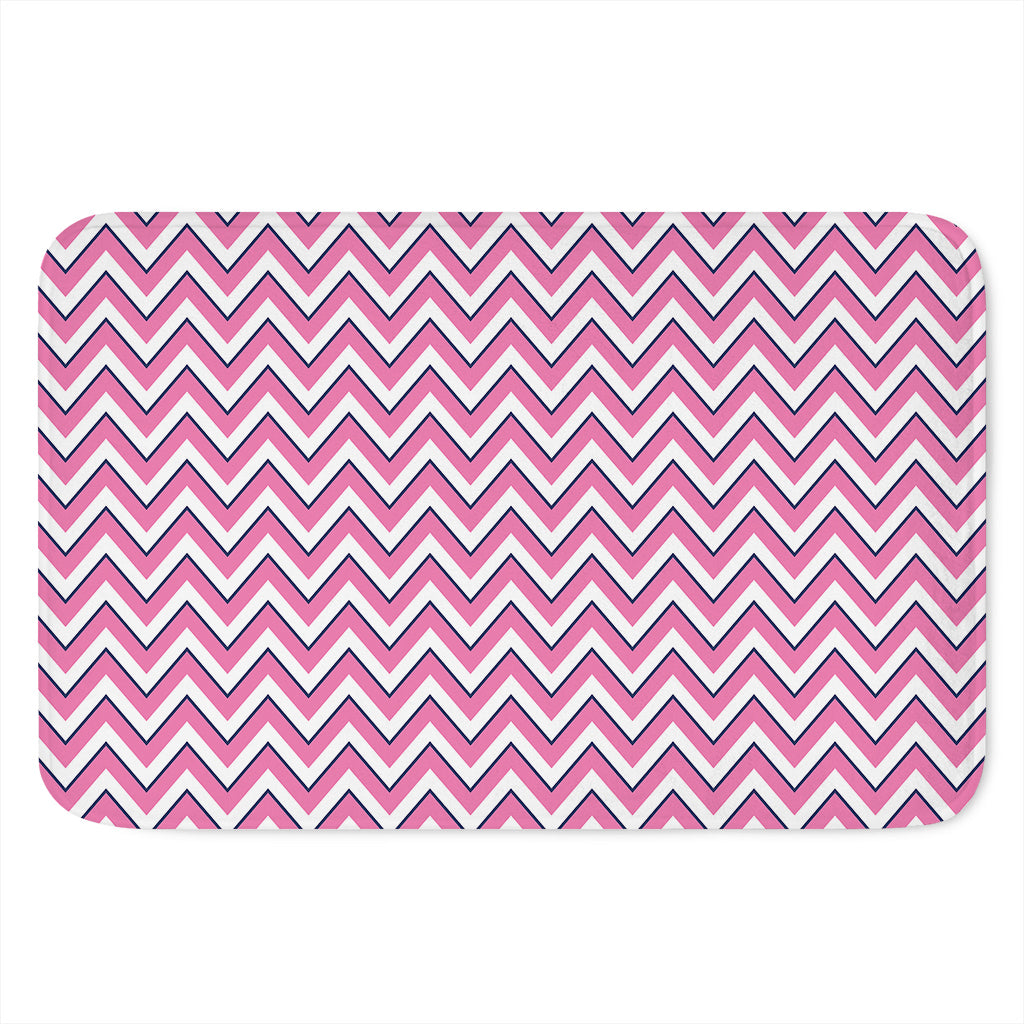 Pink White And Navy Chevron Print Indoor Door Mat