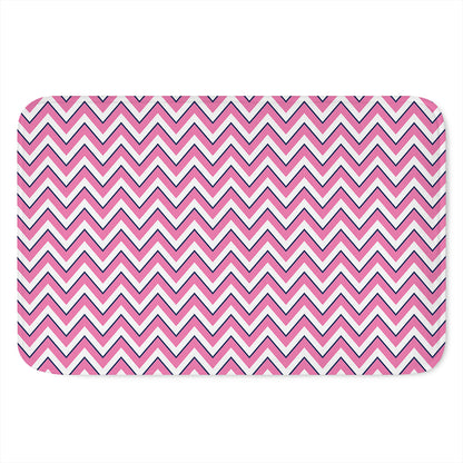 Pink White And Navy Chevron Print Indoor Door Mat