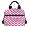Pink White And Navy Chevron Print Insulated Lunch Bag