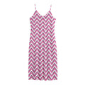 Pink White And Navy Chevron Print Jersey Midi Cami Dress