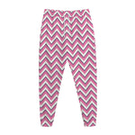 Pink White And Navy Chevron Print Jogger Pants
