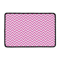 Pink White And Navy Chevron Print Kitchen Mat