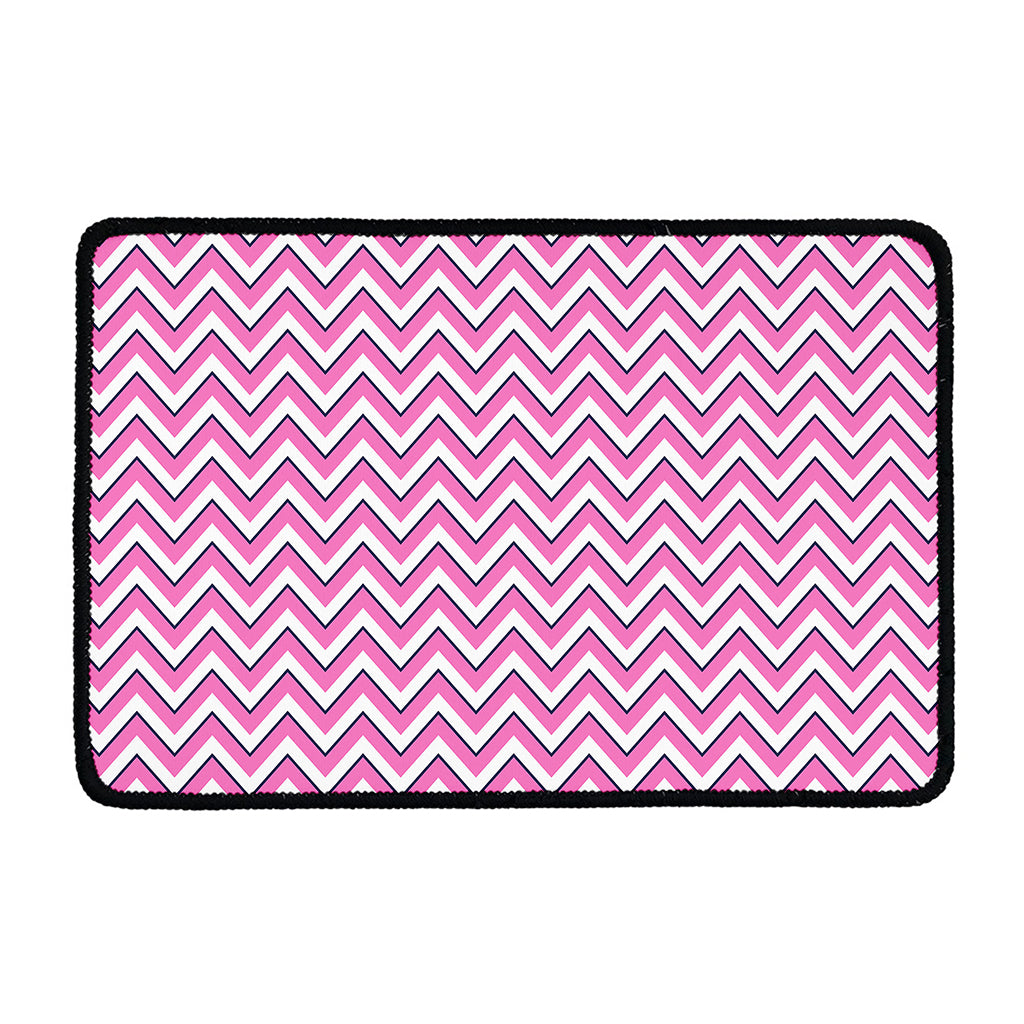 Pink White And Navy Chevron Print Kitchen Mat