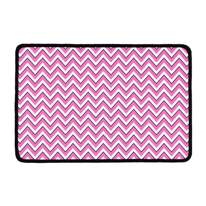 Pink White And Navy Chevron Print Kitchen Mat
