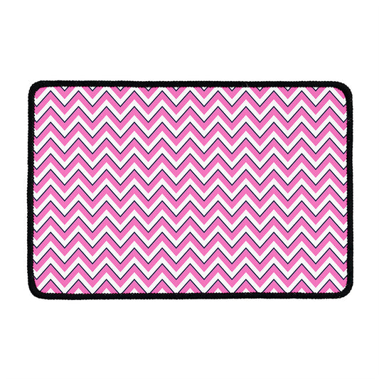 Pink White And Navy Chevron Print Kitchen Mat