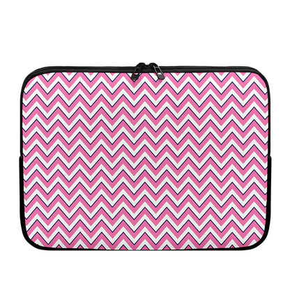Pink White And Navy Chevron Print Laptop Sleeve