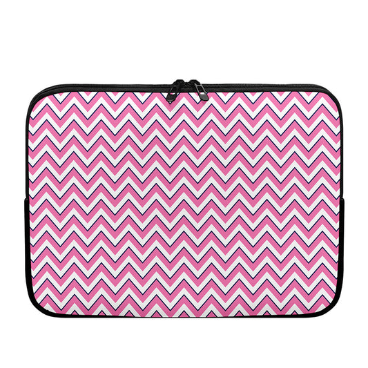 Pink White And Navy Chevron Print Laptop Sleeve