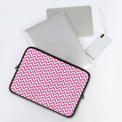 Pink White And Navy Chevron Print Laptop Sleeve