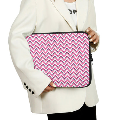 Pink White And Navy Chevron Print Laptop Sleeve