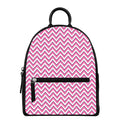 Pink White And Navy Chevron Print Leather Backpack