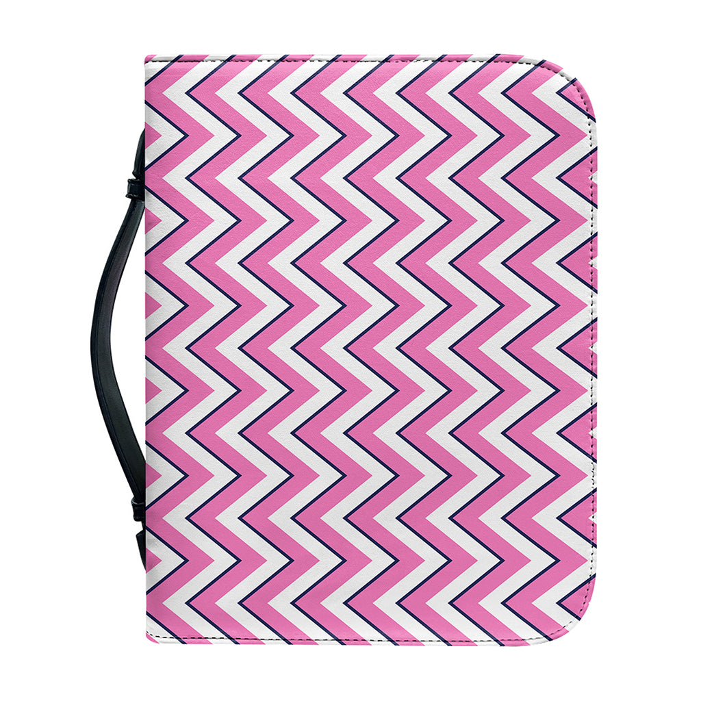 Pink White And Navy Chevron Print Leather Bible Cover