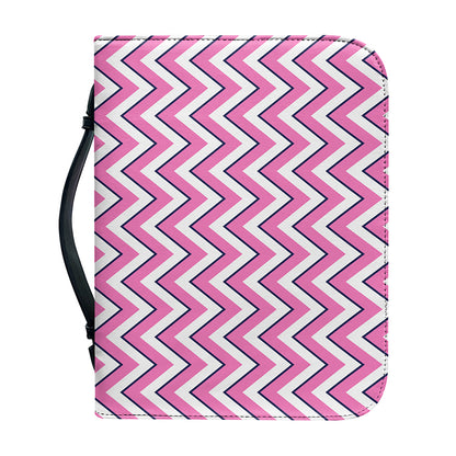 Pink White And Navy Chevron Print Leather Bible Cover
