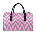 Pink White And Navy Chevron Print Leather Duffel Bag