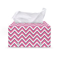 Pink White And Navy Chevron Print Leather Tissue Box Cover