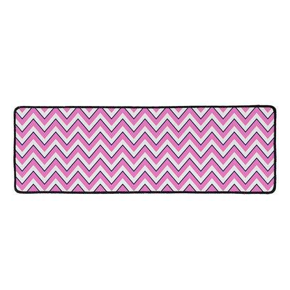 Pink White And Navy Chevron Print Long Kitchen Mat