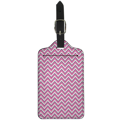 Pink White And Navy Chevron Print Luggage Tag