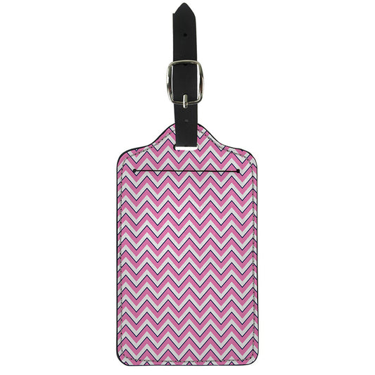 Pink White And Navy Chevron Print Luggage Tag