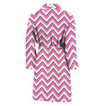 Pink White And Navy Chevron Print Men's Bathrobe