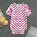 Pink White And Navy Chevron Print Men's Bodysuit
