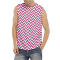 Pink White And Navy Chevron Print Men's Fitness Tank Top