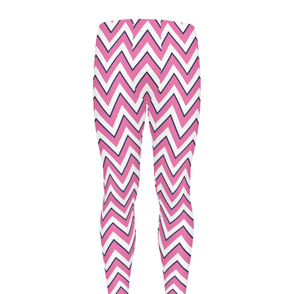 Pink White And Navy Chevron Print Men's leggings