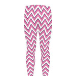 Pink White And Navy Chevron Print Men's leggings