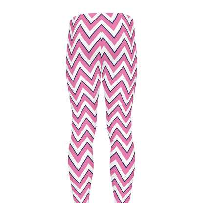 Pink White And Navy Chevron Print Men's leggings