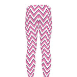 Pink White And Navy Chevron Print Men's leggings