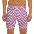 Pink White And Navy Chevron Print Men's Long Boxer Briefs