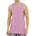 Pink White And Navy Chevron Print Men's Muscle Tank Top
