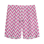 Pink White And Navy Chevron Print Men's Sports Shorts