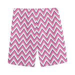 Pink White And Navy Chevron Print Men's Sports Shorts