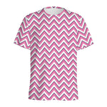 Pink White And Navy Chevron Print Men's Sports T-Shirt