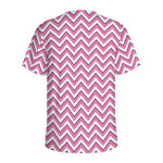 Pink White And Navy Chevron Print Men's Sports T-Shirt