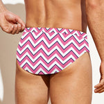 Pink White And Navy Chevron Print Men's Swim Briefs