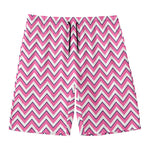 Pink White And Navy Chevron Print Men's Swim Trunks