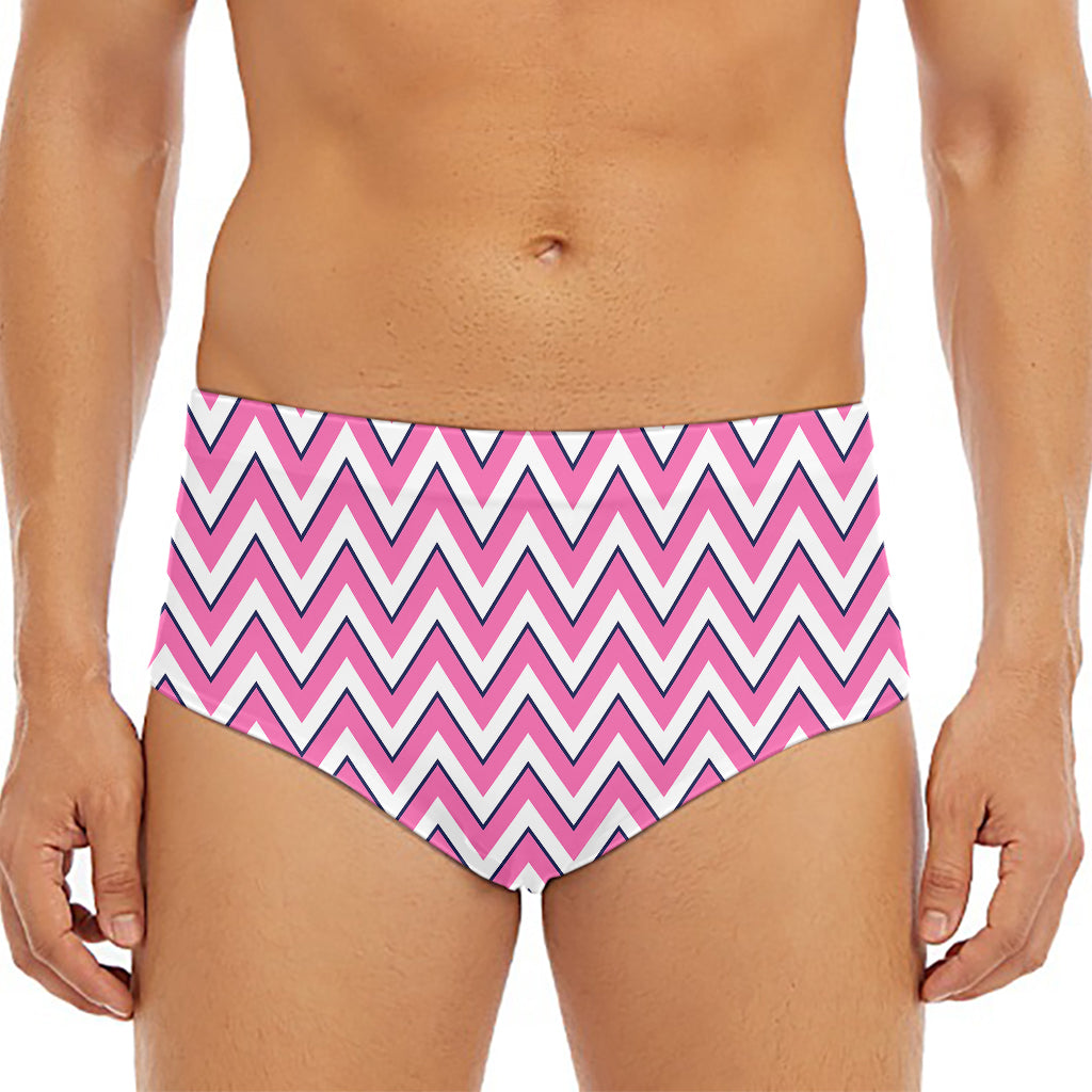 Pink White And Navy Chevron Print Men's Triangle Swim Briefs