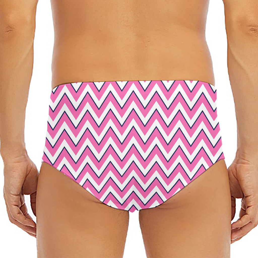 Pink White And Navy Chevron Print Men's Triangle Swim Briefs